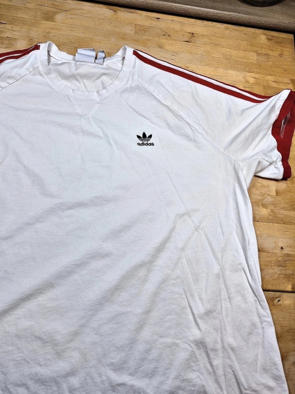 adidas 2XL White & Red Cotton Tee